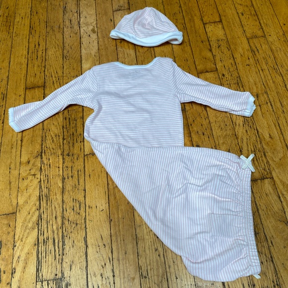 Layette set from Indigo Baby.  Sweetest pink & white stripes for newborn w/ hat - Picture 2 of 2